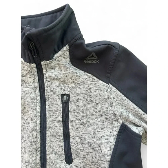 Reebok Boys Full Zip Up Jacket Mock Neck Gray Charcoal Gray Pockets Size 5/6 - Picture 4 of 7